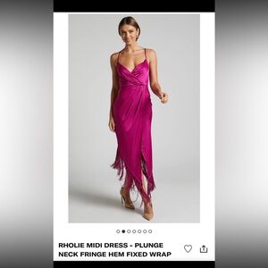 Fuchsia slit midi tassel dress